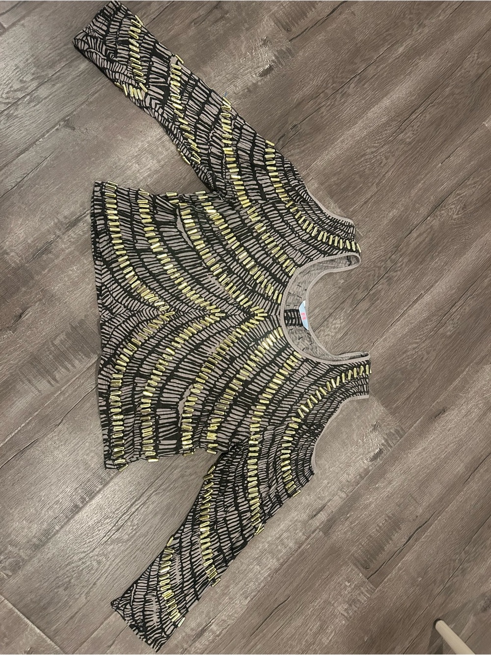 Sass & Bide Women's Gold Beaded & Black Patterned Long-Sleeve Top